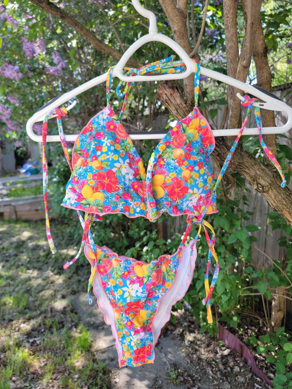 New Women's Floral Tie-Back Bikini Set - Bright Multicolor ♡ Size S-M Adjustable